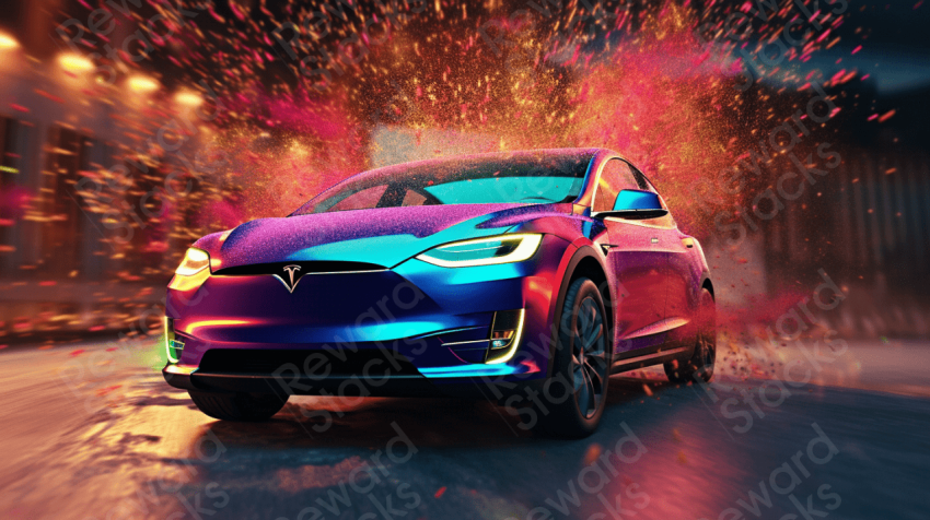 Tesla Colorful particles