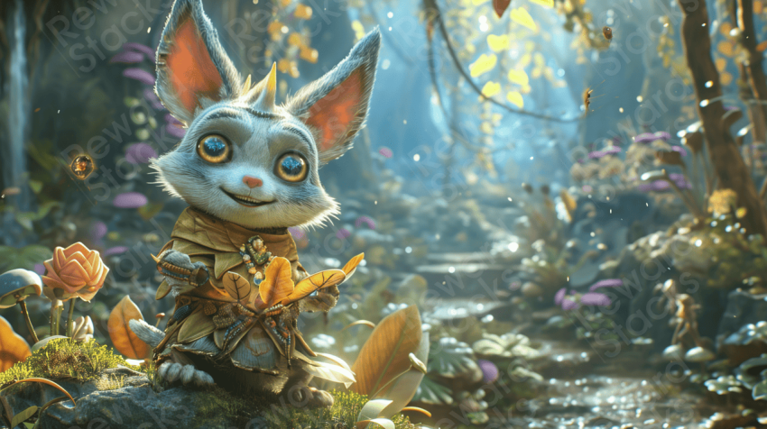 3D scene mystical forest adventure