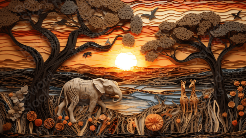 3d quilling African safari
