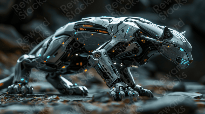 Night futuristic robotic bobcat
