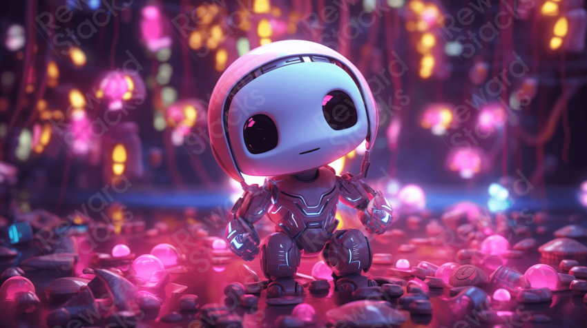 Cute Robot in colored particles