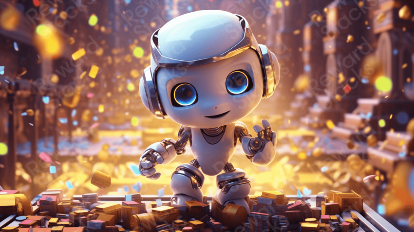 Cute Robot in Colored particles
