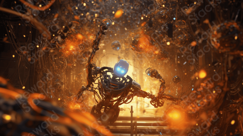 Robot is fighting a fire
