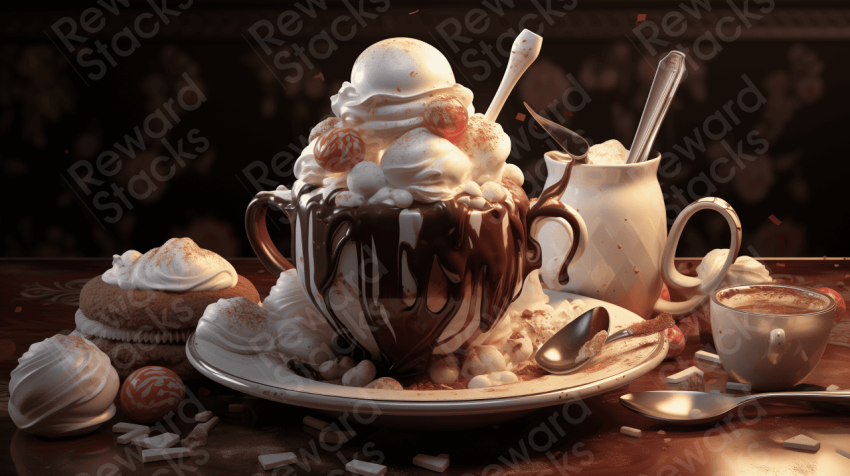 Ice cream delicious glistening chocolate