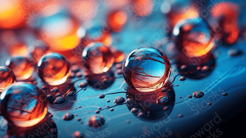 Microscopic view of water molecules