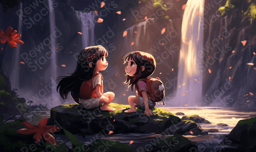 Girls in forest jungle
