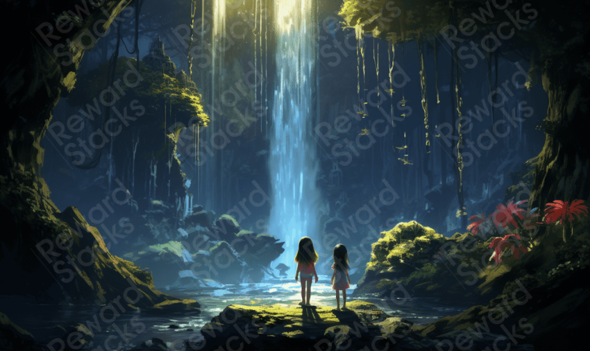 Cute girls in magic jungle