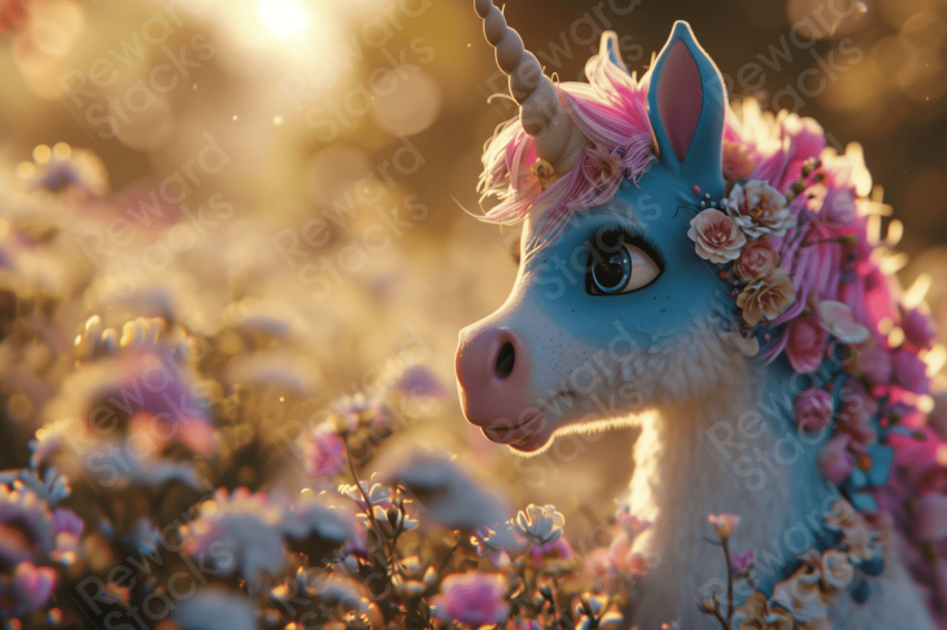 Flowery cartoon unicorns