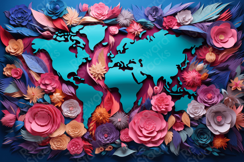 Paper world map