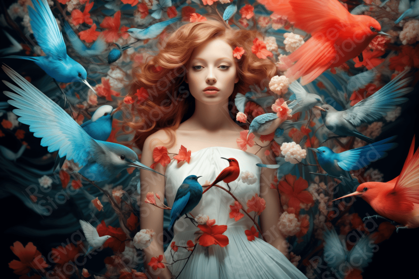 Girl with birds