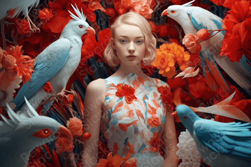 Girl with a birds