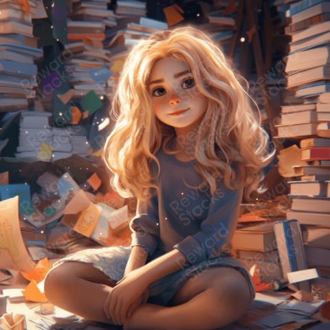 Cute girl with books