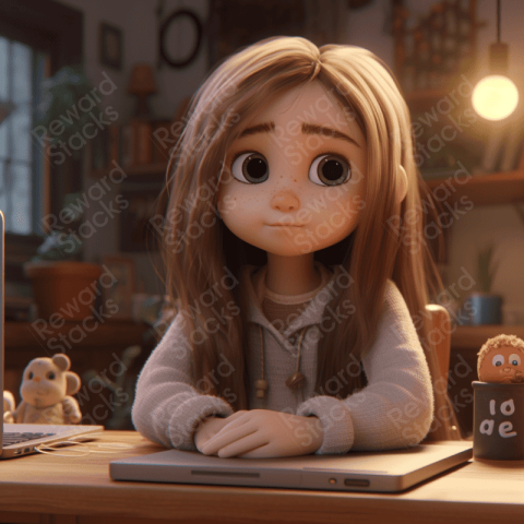 Cute small girl Pixar style