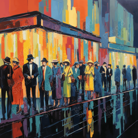 Long line of awaiting