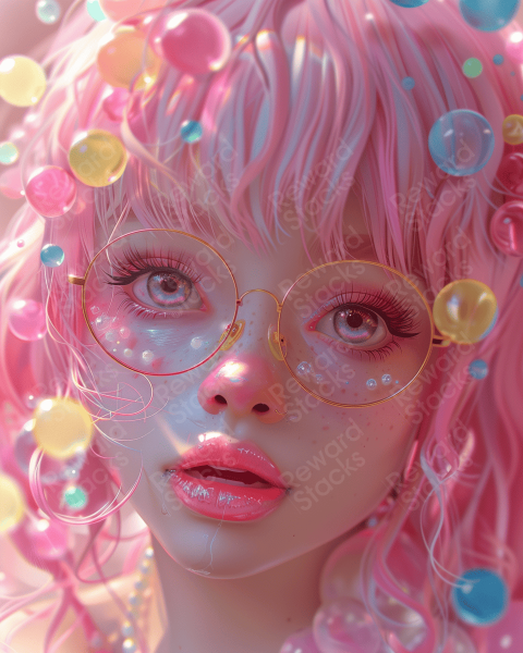 Beautiful girl pinky hair