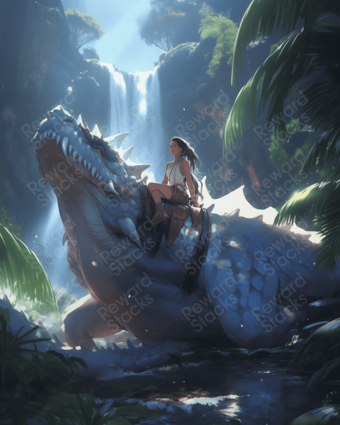 Girl riding a dragon