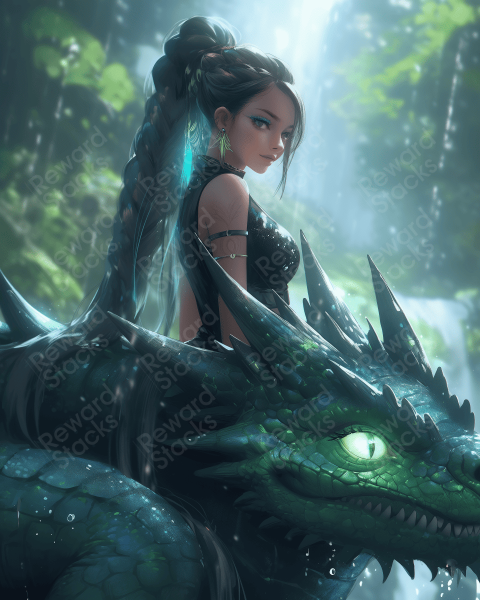 Girl riding a dragon  in pandora