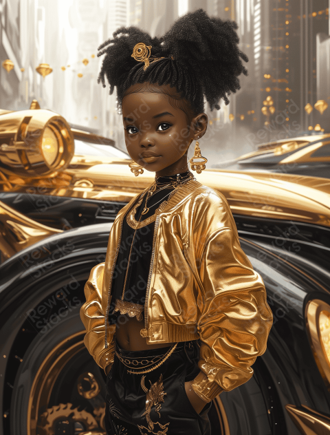 Young girl golden style