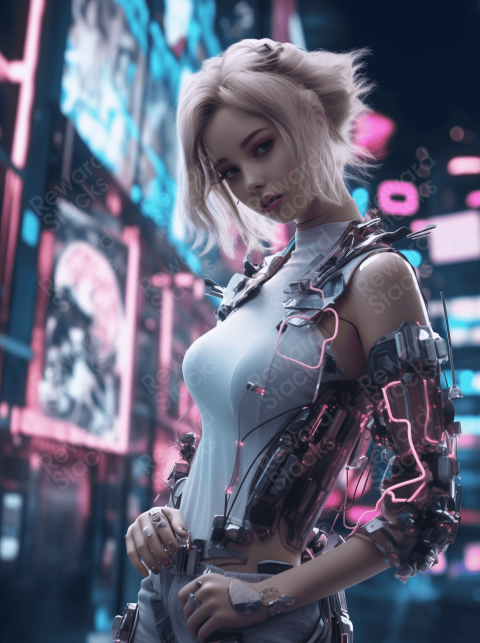 Cyber Girl Neon city