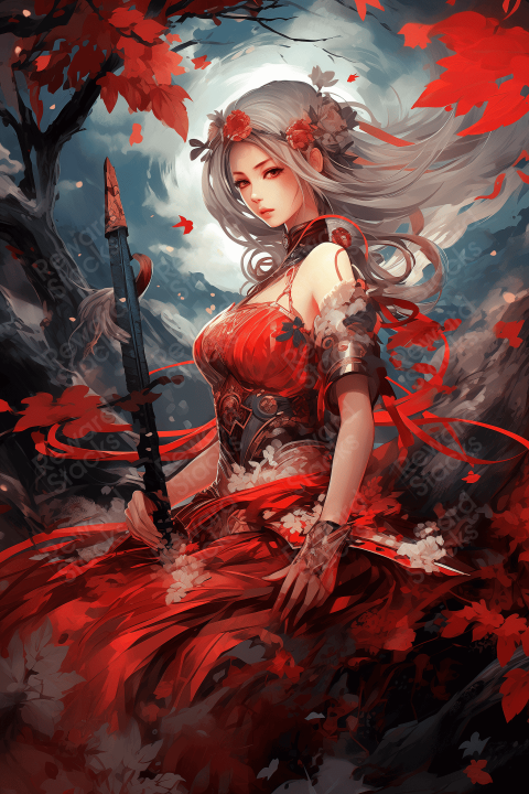 Beautiful girl with a sword