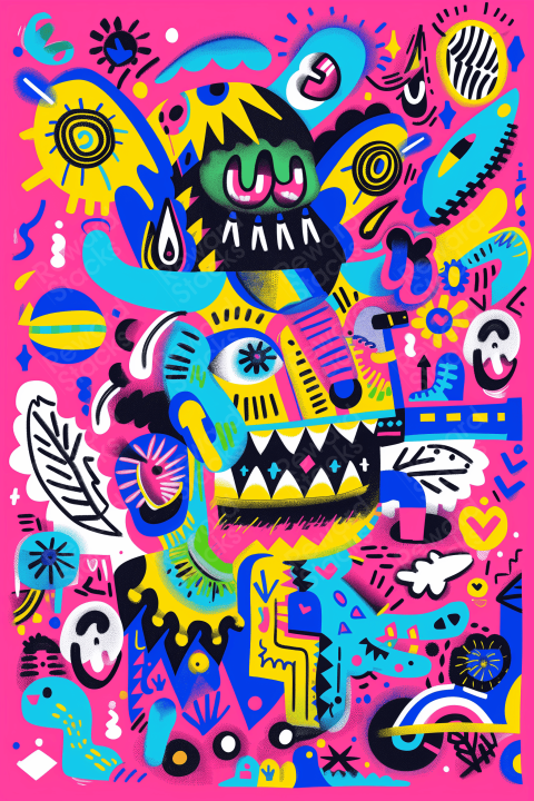 Colorful illustration for poster art