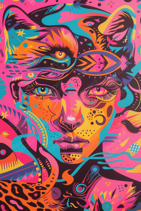 Colorful poster illustration of girl