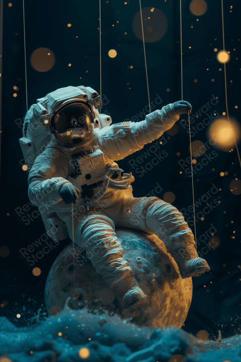 Astronaut playing space strings