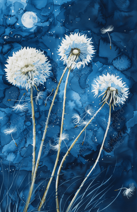 Watercolor dandelions