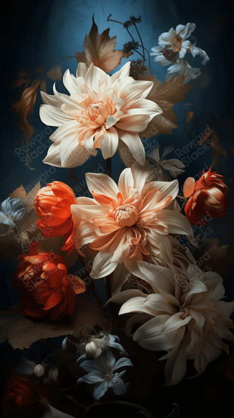 Art flowers in dramatic light