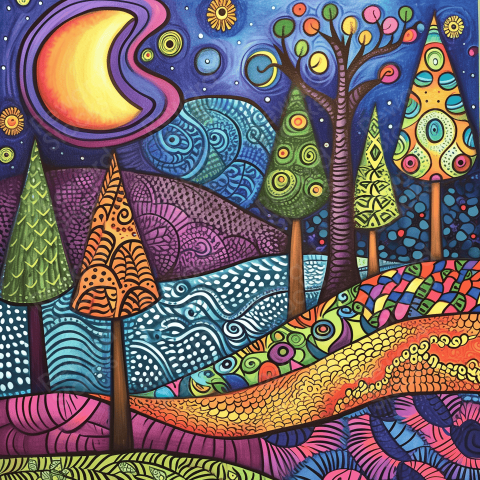 Beautiful funky patterns landscape
