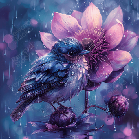 Bird under the rain
