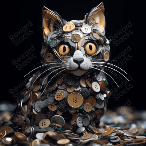 Cat made out of recycled buttons