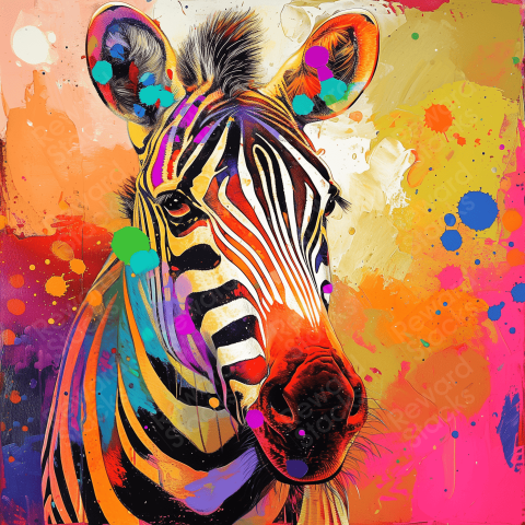 Colorful painting of a zebra