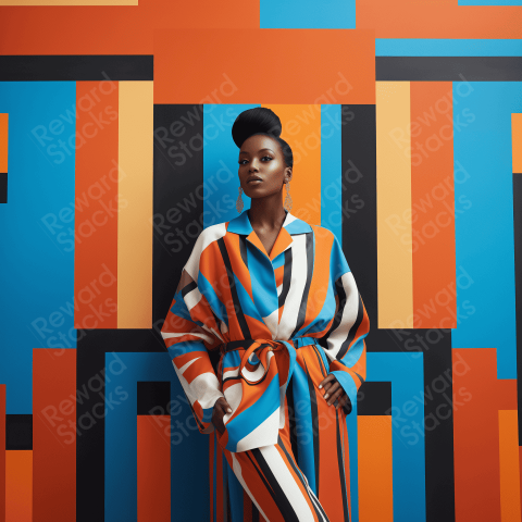 Fashion model in colorful geometric