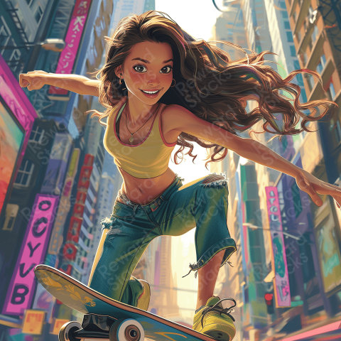 Girl on a skateboard