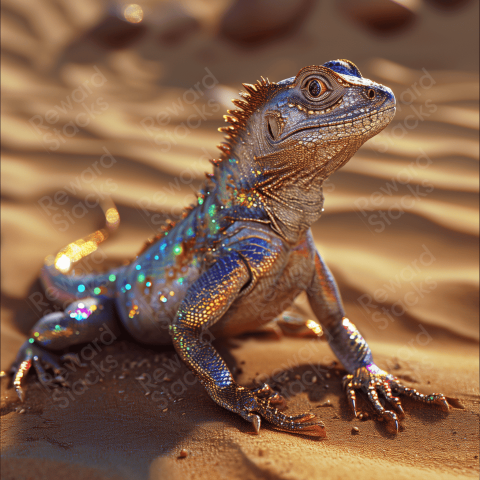 Shining Lizard sitting in the sand