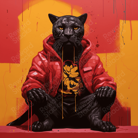 Panther red outfit painting