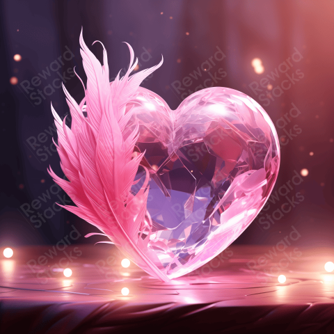 Glass heart with feathers