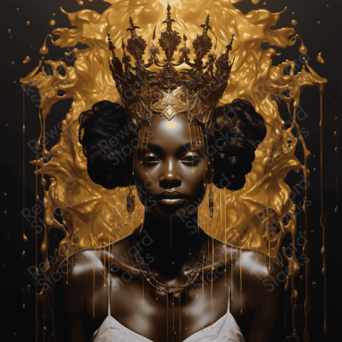 African lady with gold crown