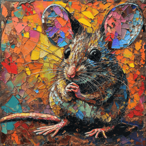 Glass painting of a mouse