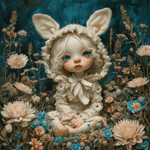 White doll with blue eyes