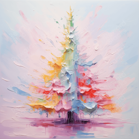 Abstract colorful painting of Christmas tree