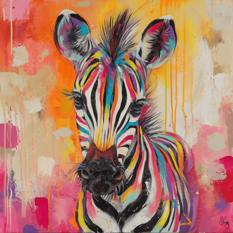 Acrylic paint baby colorful zebra