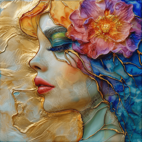 Alcohol ink 3D portrait