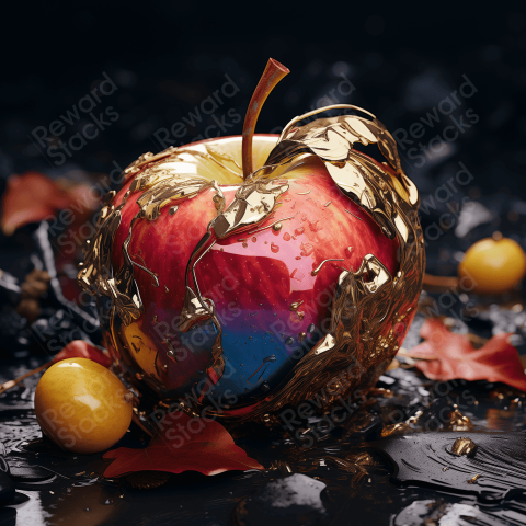 Apple with melting gold