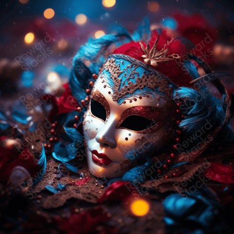 Carnival mask on confetti