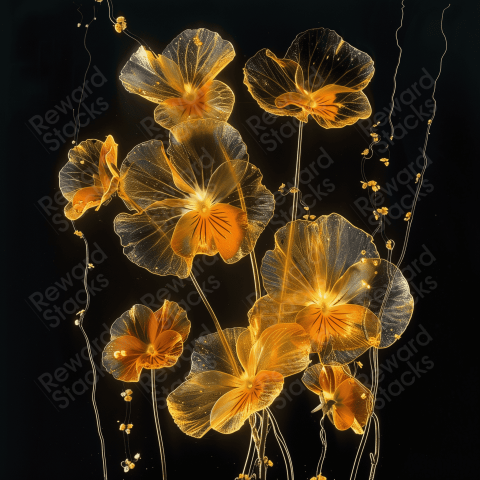 Golden Alcohol inks on delicate luminous flower