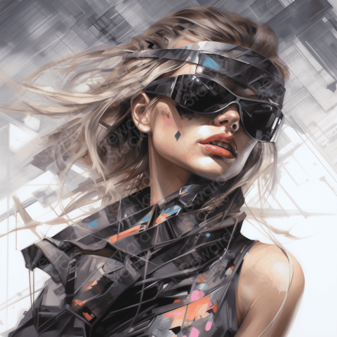 Close up full color cyberpunk