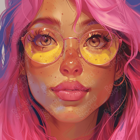 Beautiful Girl i pink wearing a glasses