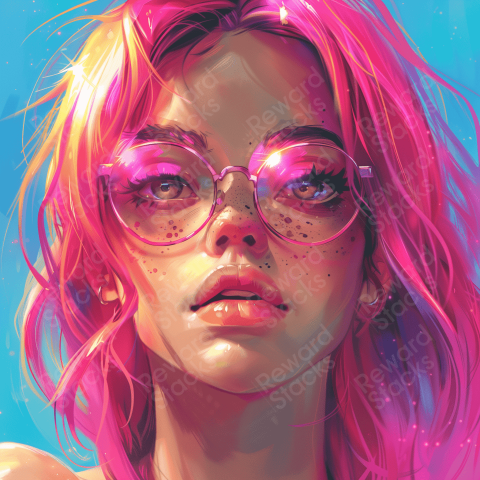 Cute Girl wearing a glasses with pink hair